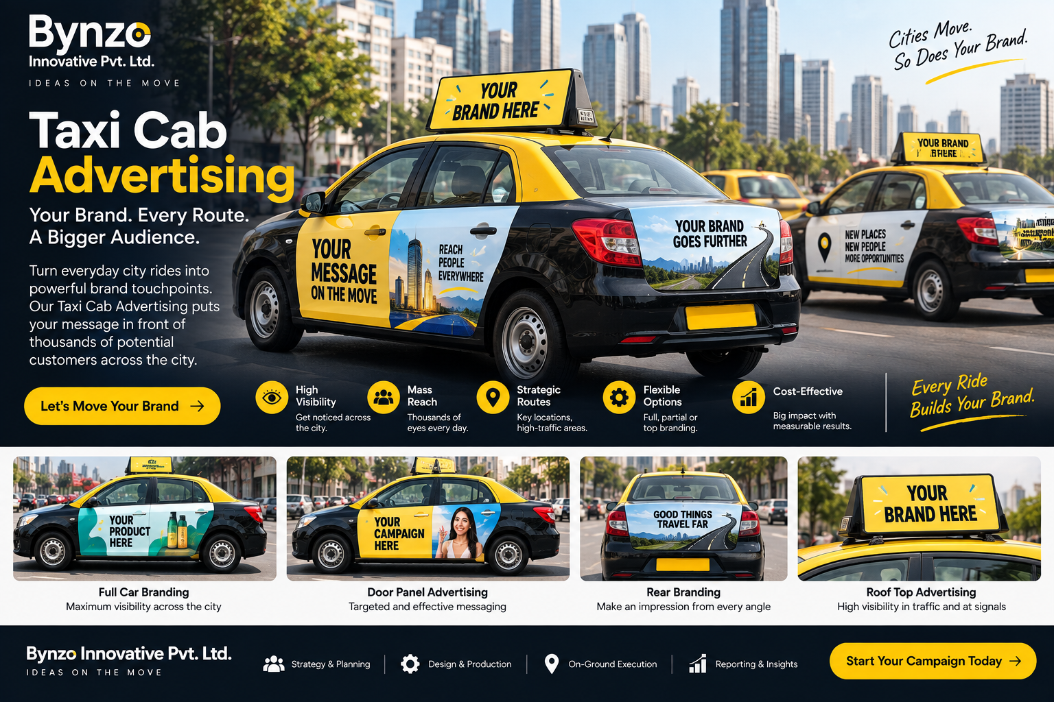 Taxi Cab Advertising service by Bynzo Innovative Pvt. Ltd